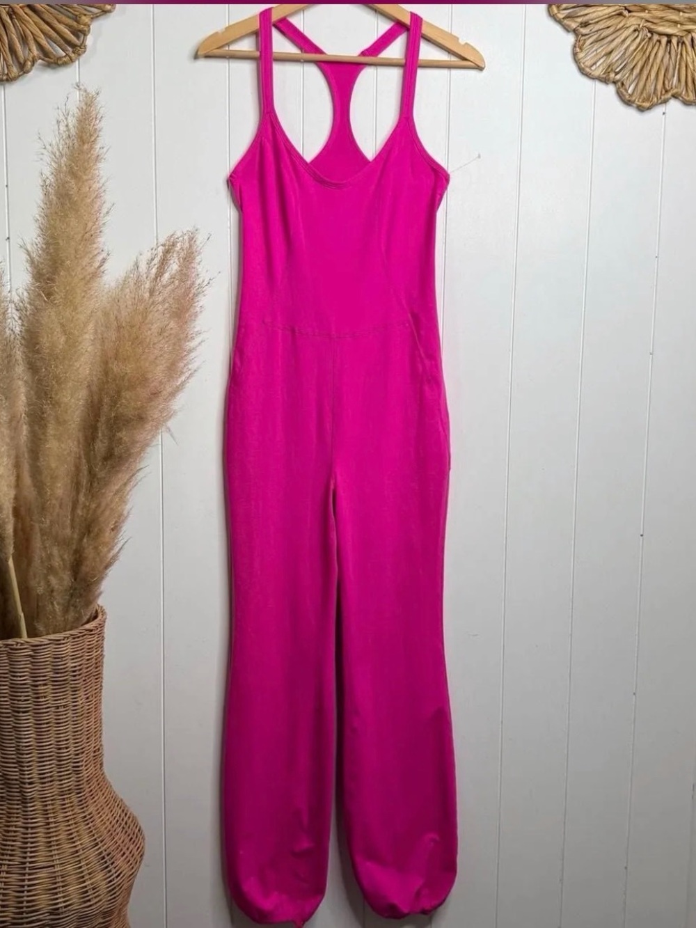 FP Movement by Free People Bright Hot Pink Racerback Jumpsuit